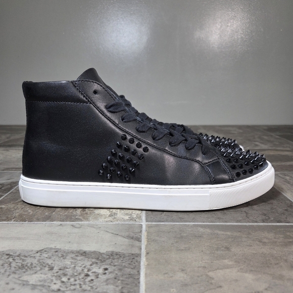 SAKS FIFTH AVENUE WENTWORTH STUDDED LEATHER HIGH TOP SNEAKERS. - Picture 2 of 8